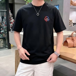 Black Crew Neck Short Sleeve T-Shirt with Red Embroidered Logo view 7