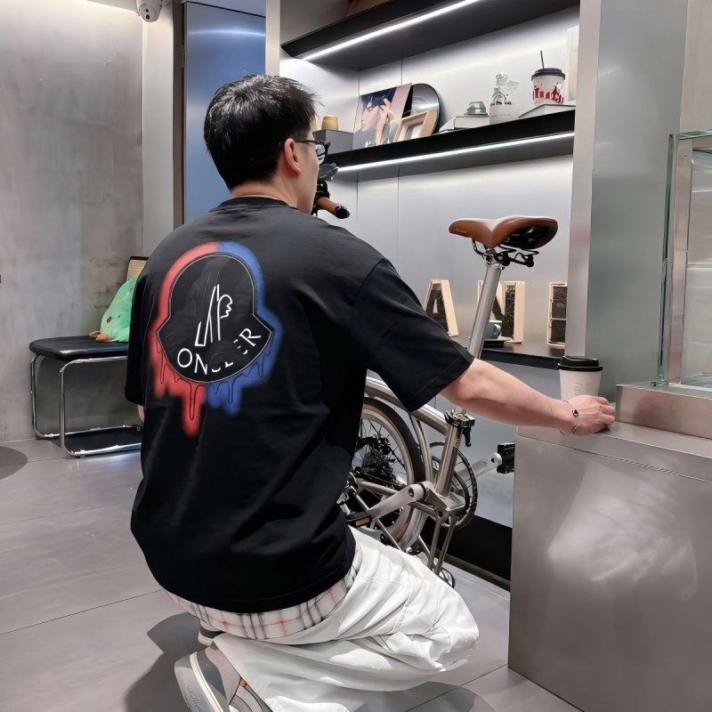 Black Crew Neck Short Sleeve T-Shirt with Red Embroidered Logo view