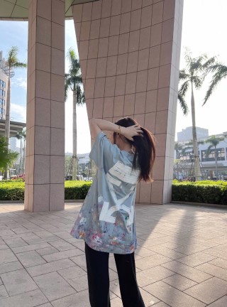 Pastel Floral Print Oversized Short Sleeve T-Shirt Light Blue view 7