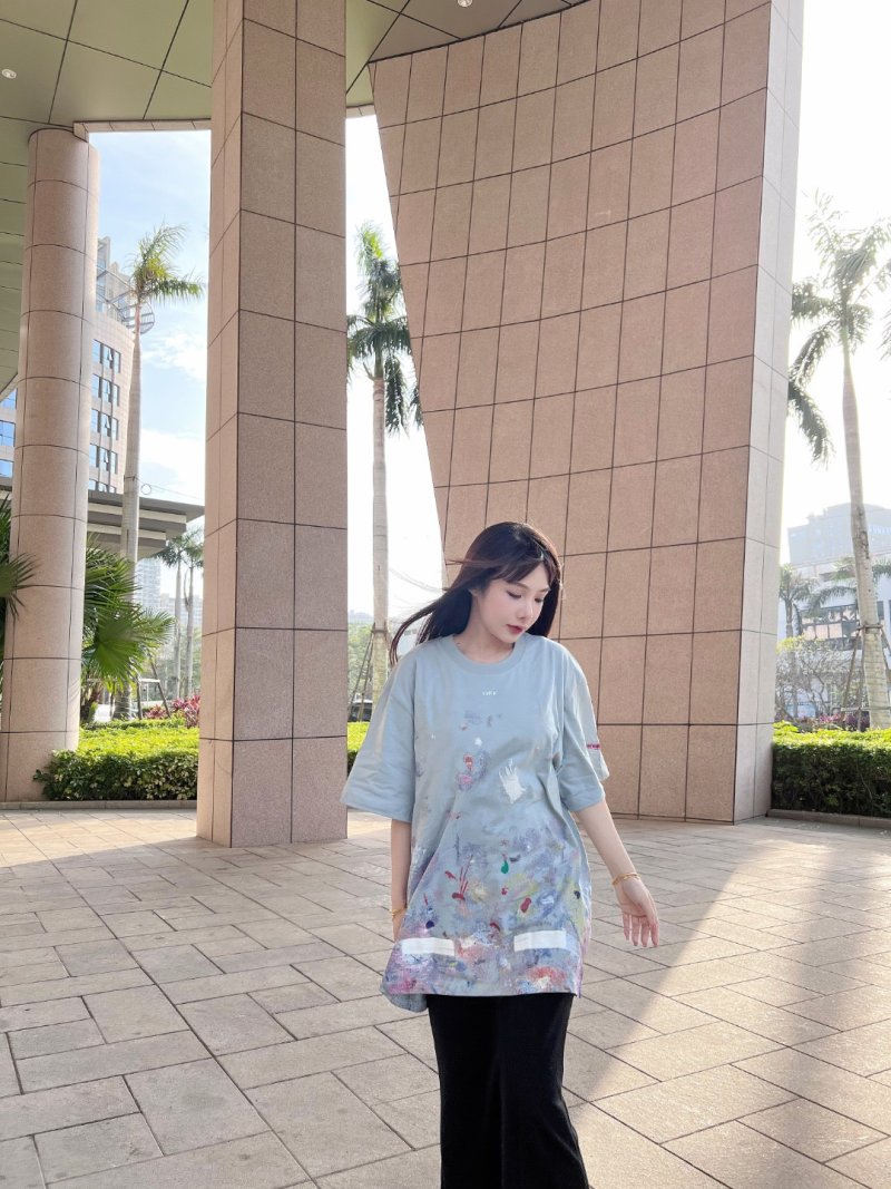 Pastel Floral Print Oversized Short Sleeve T-Shirt Light Blue view