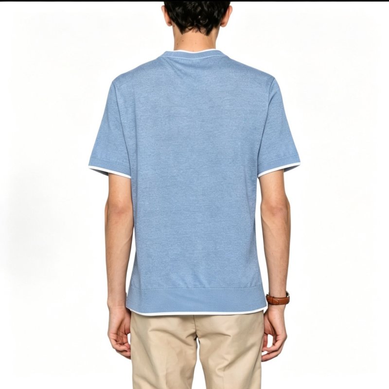 Premium Blue Crew Neck Short Sleeve T-Shirt view