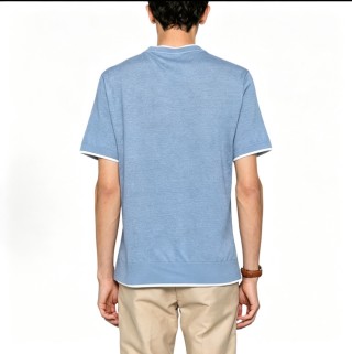 Premium Blue Crew Neck Short Sleeve T-Shirt view 2