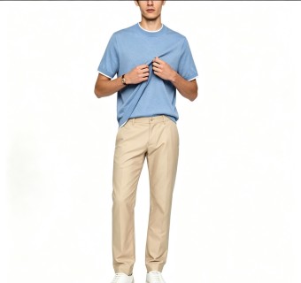 Premium Blue Crew Neck Short Sleeve T-Shirt view 4