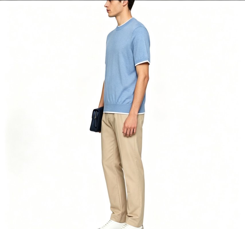 Premium Blue Crew Neck Short Sleeve T-Shirt view