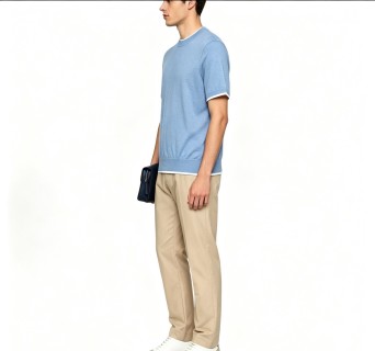 Premium Blue Crew Neck Short Sleeve T-Shirt view 6