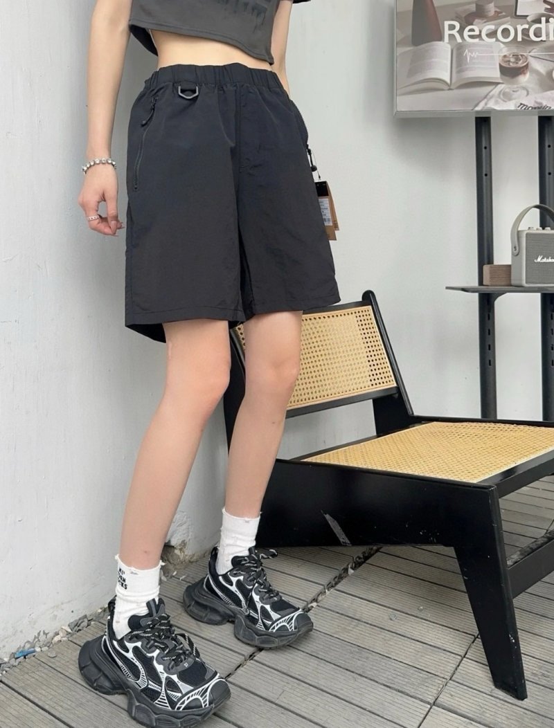 Black Utility Cargo Shorts with D-Ring Detail