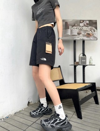 Black Utility Cargo Shorts with D-Ring Detail view 3