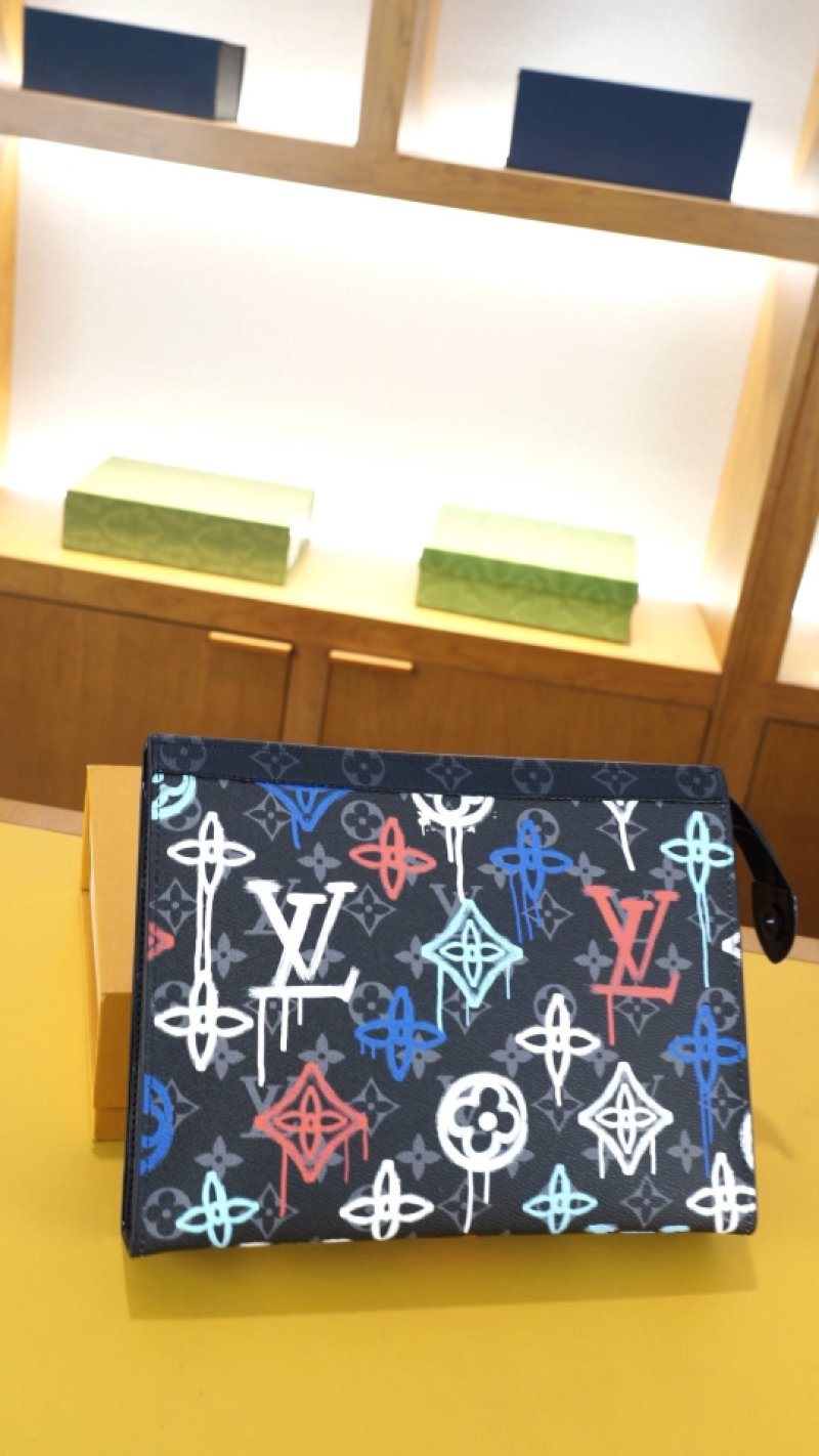 Louis Vuitton Monogram Cross Clutch Bag Black Multi