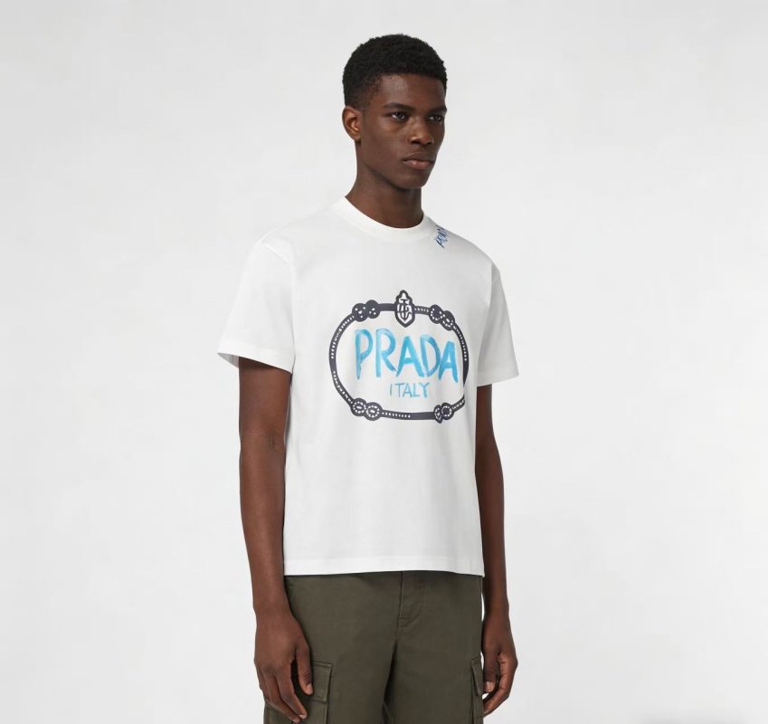 Prada Italy Logo White T-Shirt view