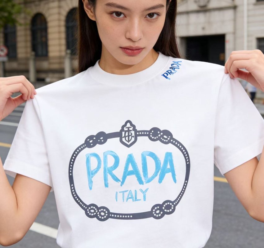 Prada Italy Logo White T-Shirt view