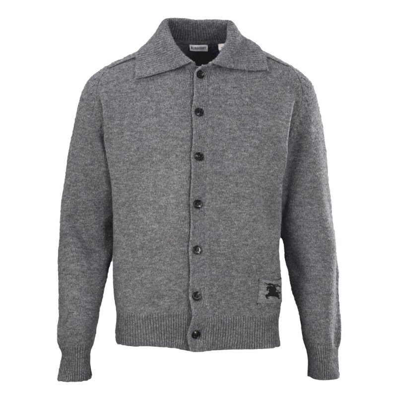 Grey Knit Cardigan Jacket with Button Front view