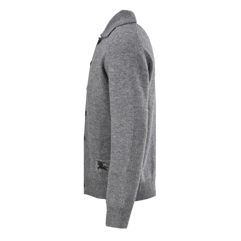 Grey Knit Cardigan Jacket with Button Front view