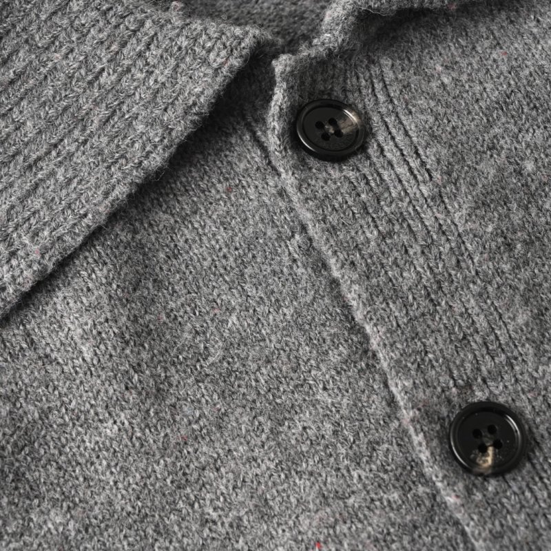 Grey Knit Cardigan Jacket with Button Front view