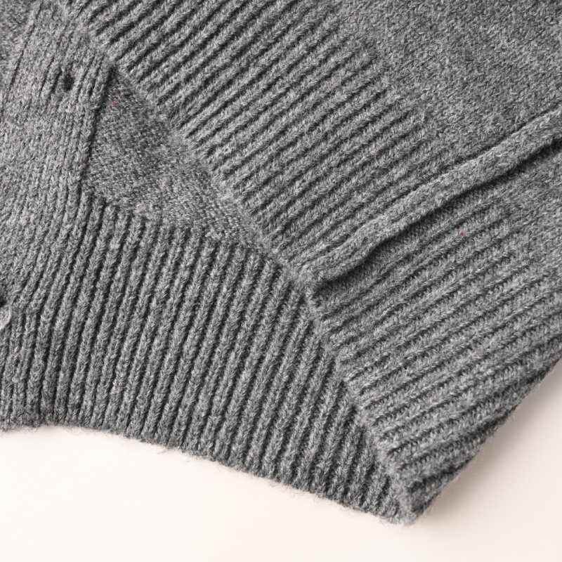 Grey Knit Cardigan Jacket with Button Front view