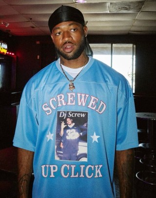 Blue Graphic Oversized T-Shirt with Logo Print view 3