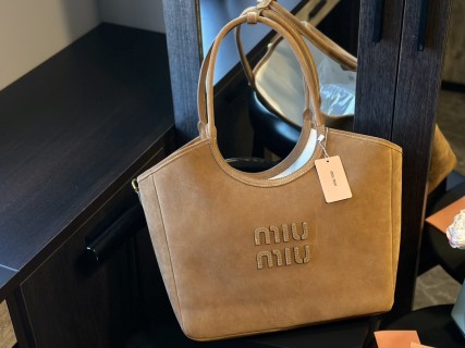 Miu Miu Suede Tote Bag Camel 32cm