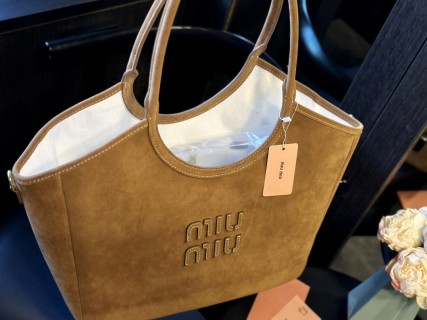 Miu Miu Suede Tote Bag Camel 32cm view 2