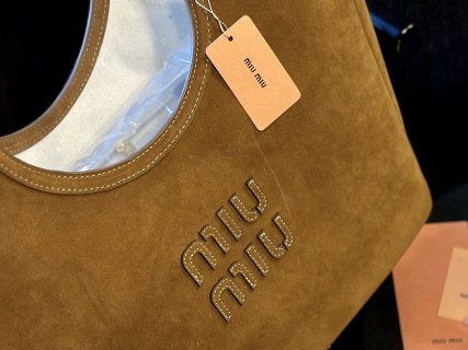 Miu Miu Suede Tote Bag Camel 32cm view 3