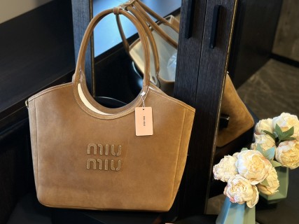 Miu Miu Suede Tote Bag Camel 32cm view 8