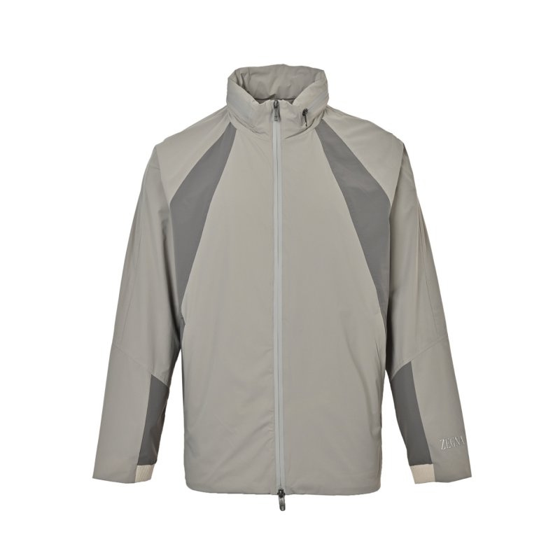 Lightweight Grey Windbreaker Jacket with Contrast Panels view