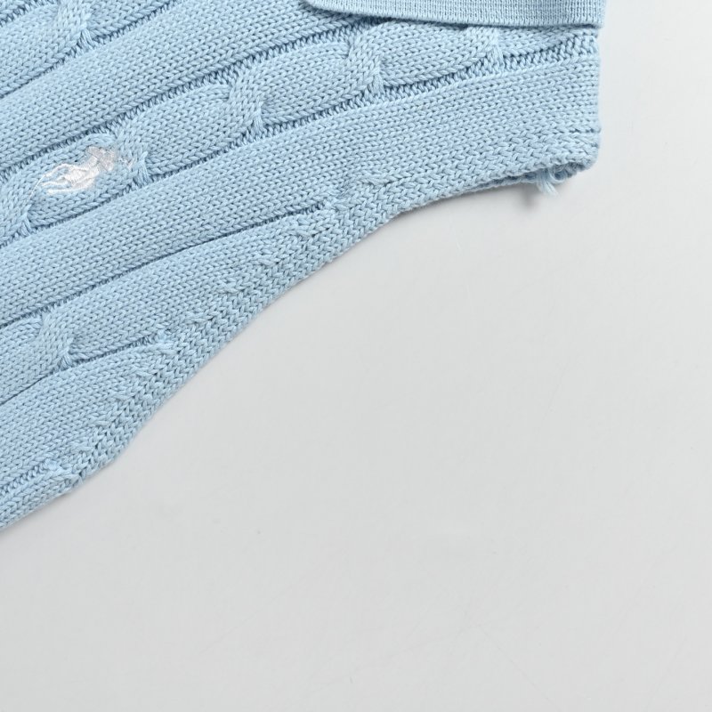Light Blue Ribbed Sleeveless Polo Vest view