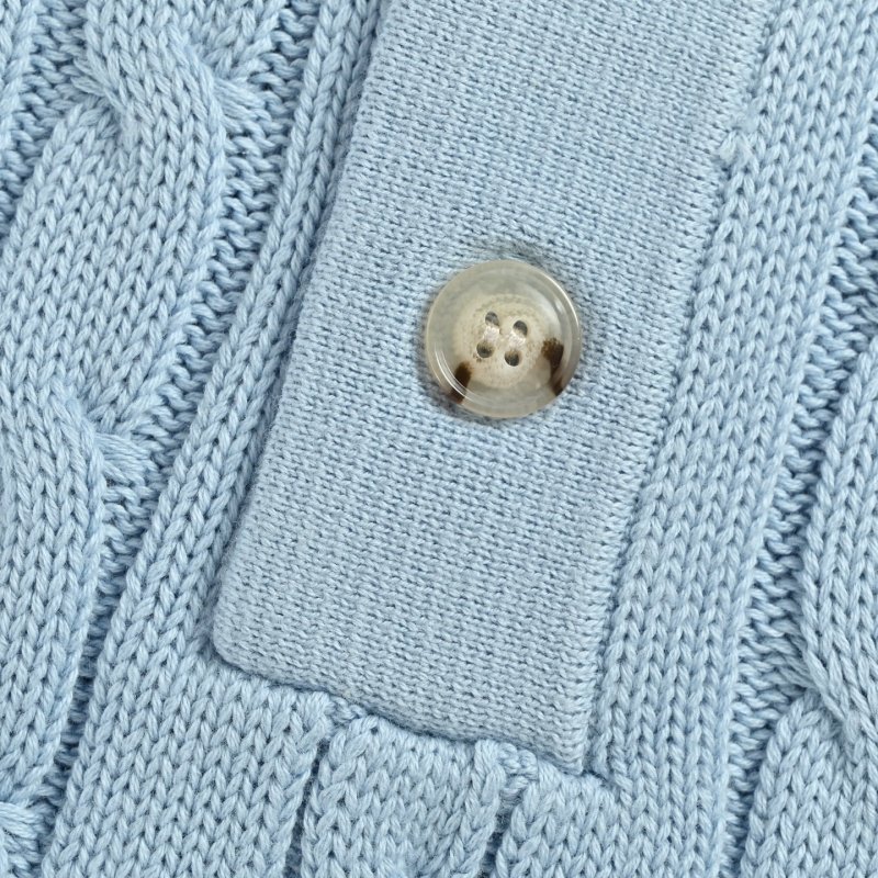 Light Blue Ribbed Sleeveless Polo Vest view