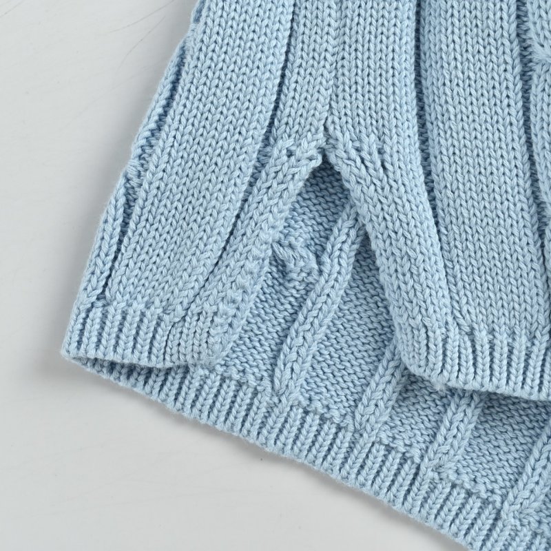 Light Blue Ribbed Sleeveless Polo Vest view