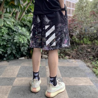 Essentials Black Galaxy Print Shorts with White Stripe view 2