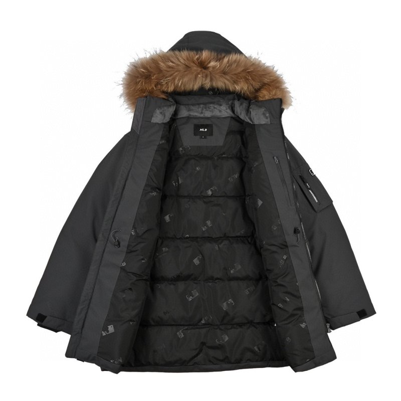 Black Oversized Down Parka with Fur Hood view