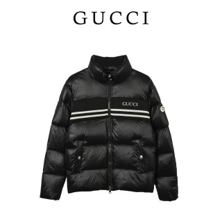 Essentials Down Jacket Black & Navy with Stripe view 2