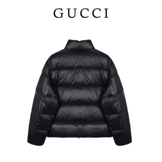 Essentials Down Jacket Black & Navy with Stripe view 3