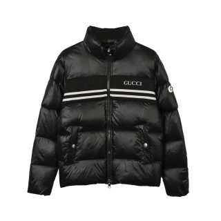Essentials Down Jacket Black & Navy with Stripe view 4