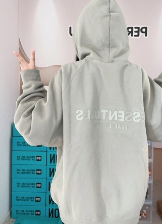 Essentials Fear of God Oatmeal Hoodie view 3