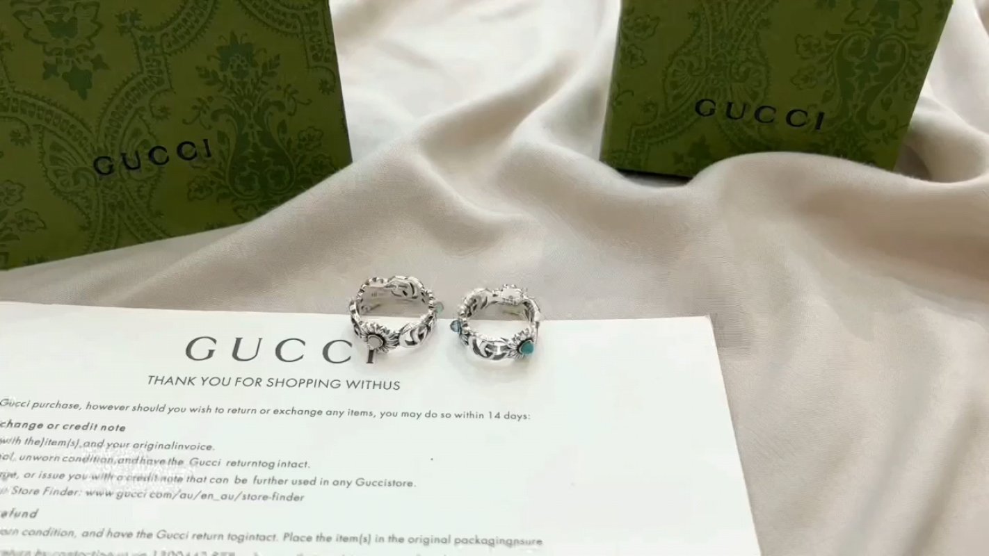 Gucci Double G Daisy Flower Sterling Silver Ring