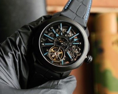 Bulgari Octo Roma Skeleton Automatic Watch Black DLC Titanium 44mm view 3