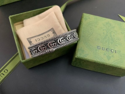 Gucci Double G King Snake Open Cuff Bracelet Silver view 3