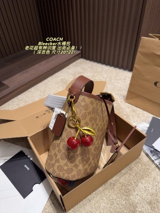 Coach Bleecker Bucket Bag - Signature Canvas with Brown Leather Trim view 2