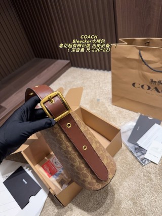 Coach Bleecker Bucket Bag - Signature Canvas with Brown Leather Trim view 6