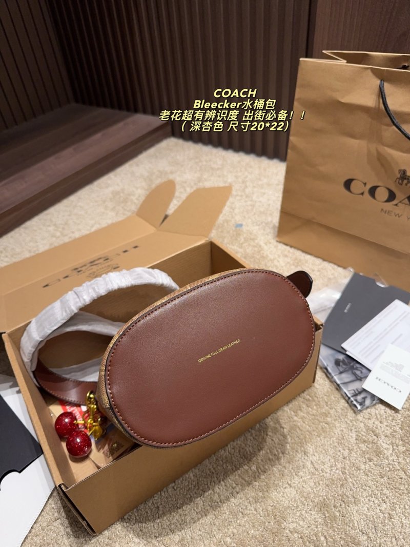 Coach Bleecker Bucket Bag - Signature Canvas with Brown Leather Trim view