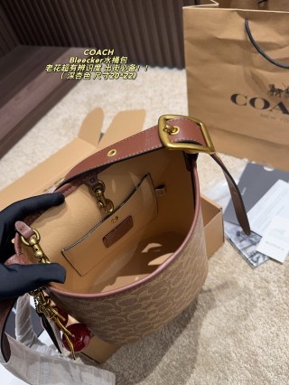 Coach Bleecker Bucket Bag - Signature Canvas with Brown Leather Trim view 9