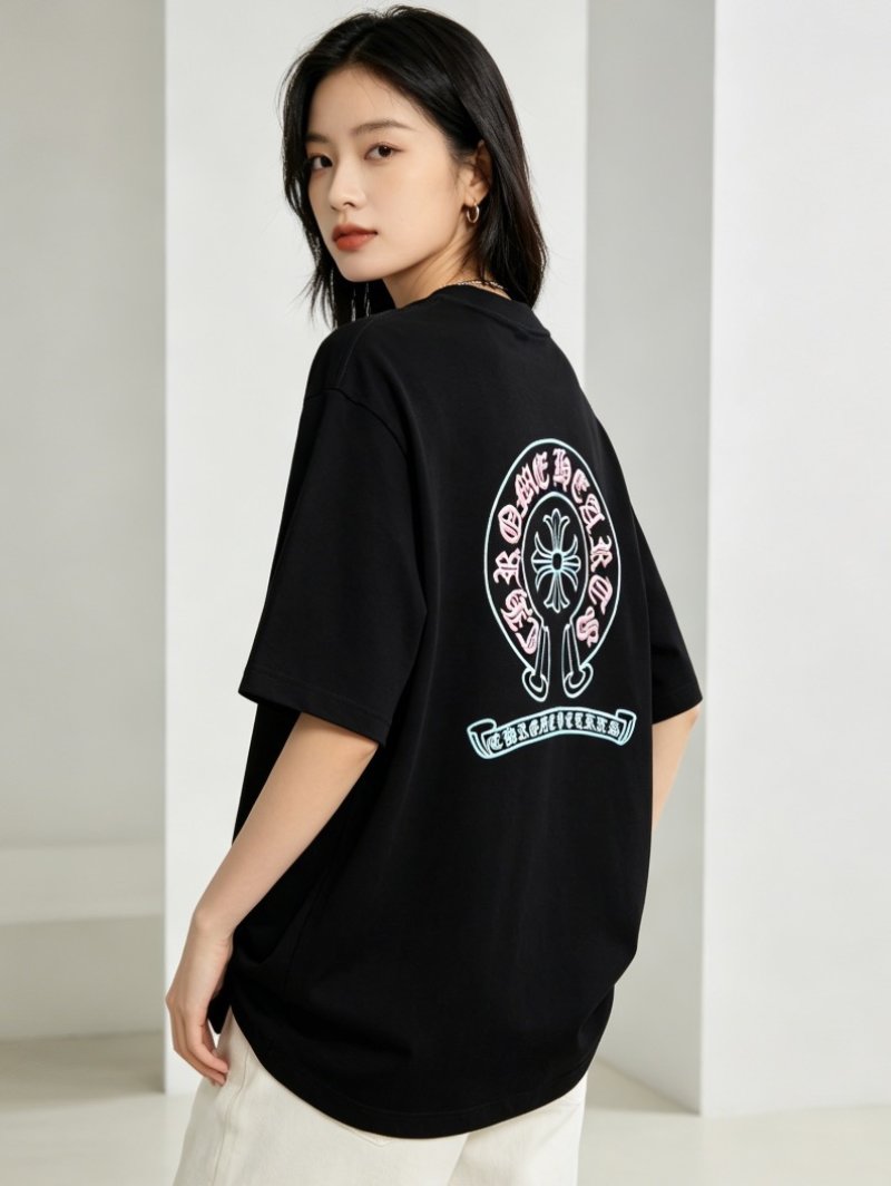 Black Oversized T-Shirt with Cross Medallion Back Print