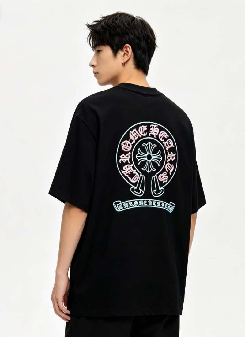 Black Oversized T-Shirt with Cross Medallion Back Print view