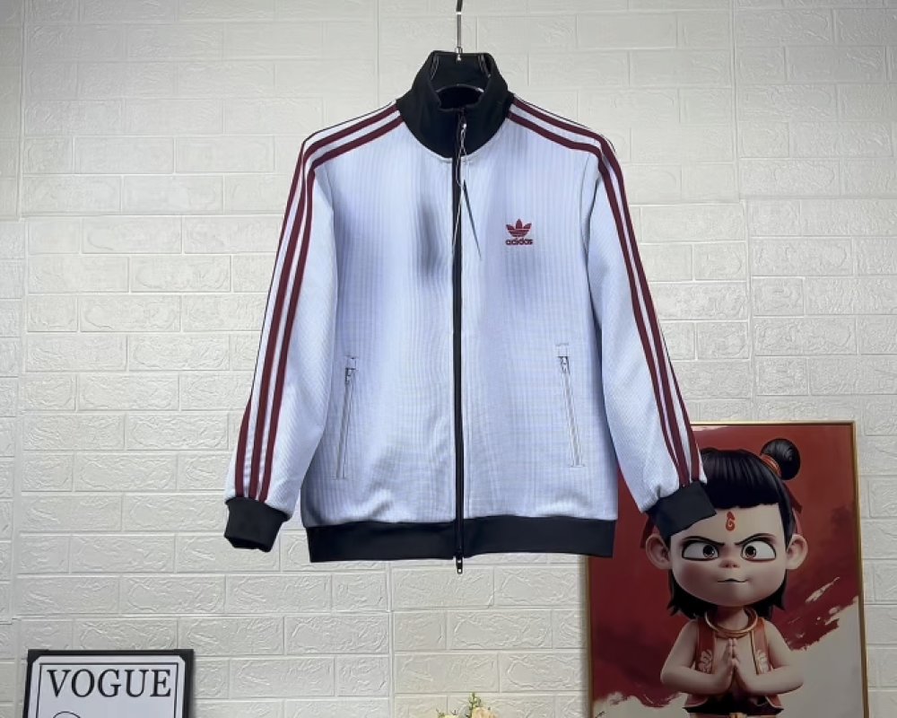 Adidas Originals Trefoil Track Jacket White Burgundy Stripe