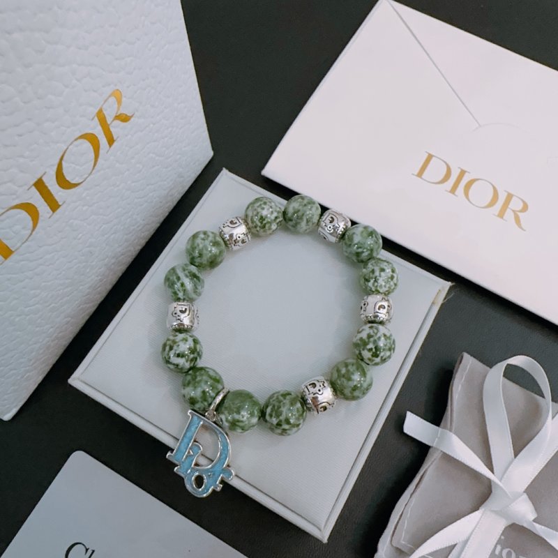Dior Green Agate & Thai Silver Beaded Bracelet