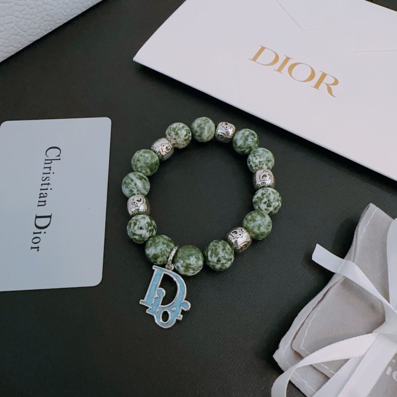 Dior Green Agate & Thai Silver Beaded Bracelet view