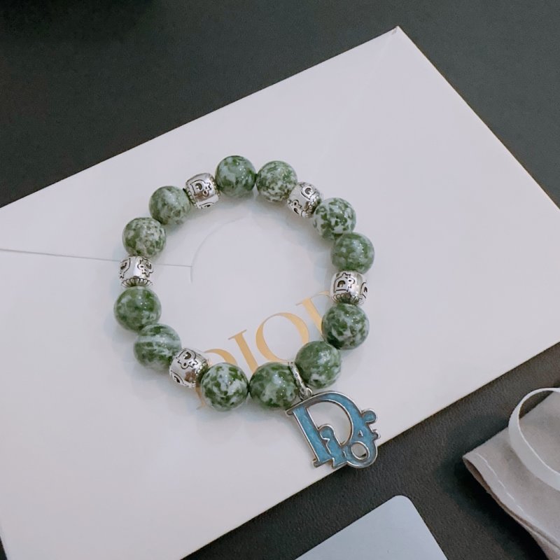 Dior Green Agate & Thai Silver Beaded Bracelet view