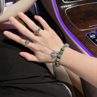 Dior Green Agate & Thai Silver Beaded Bracelet view 9
