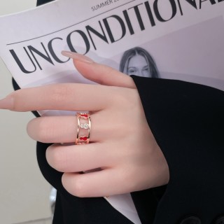 Red Enamel Gold-Tone Statement Ring view 5