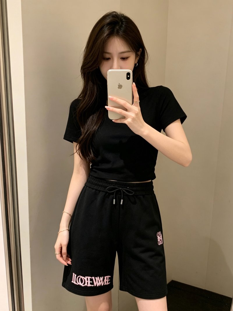 Loewe Black Drawstring Shorts with Logo