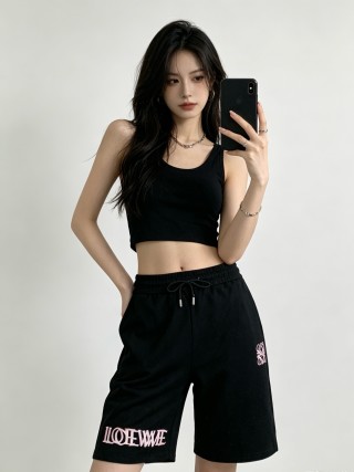 Loewe Black Drawstring Shorts with Logo view 6